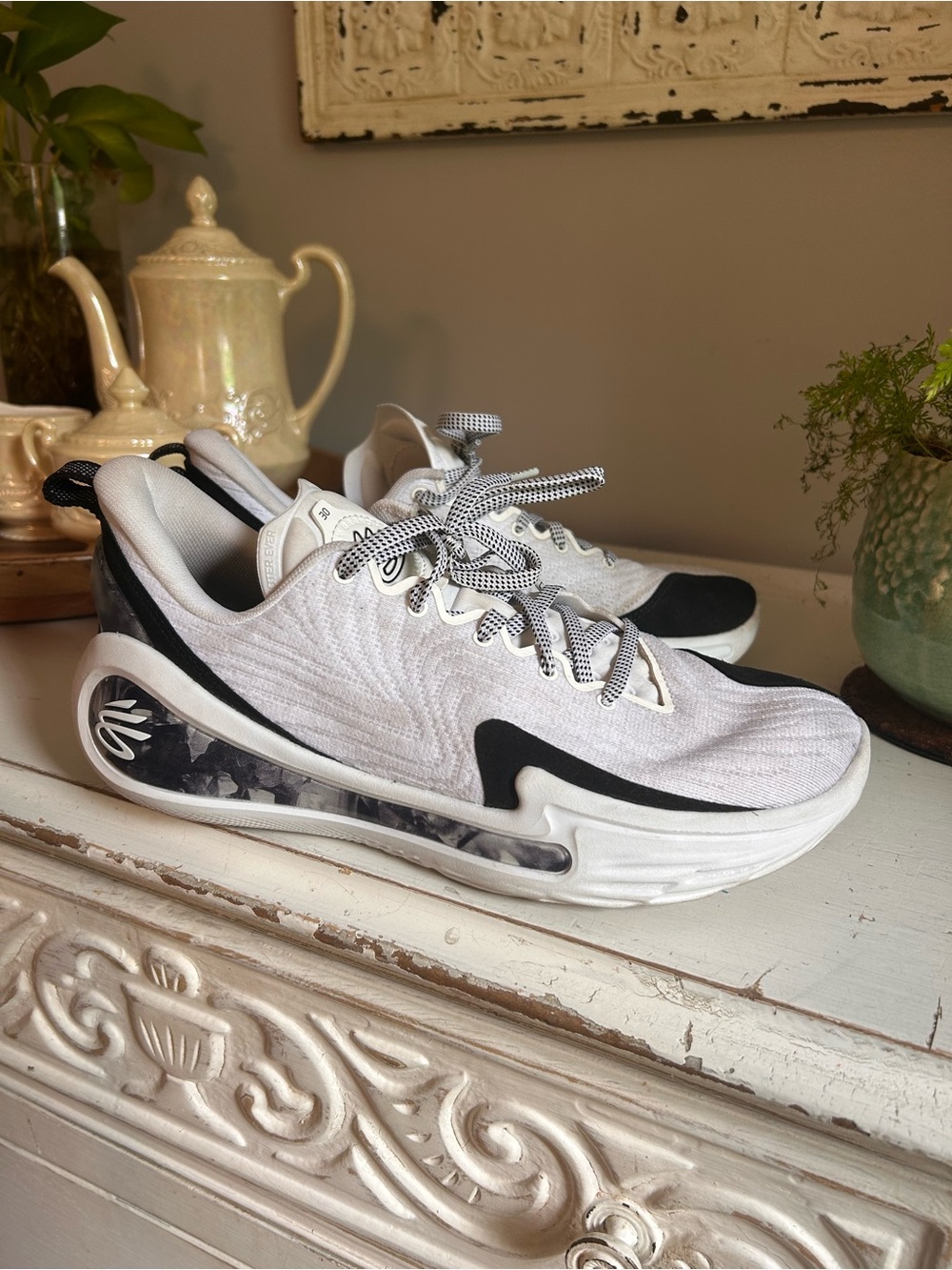 Under Armour Curry White and Black Athletic Sneakers